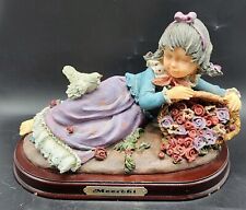 Vintage Meerchi Figurine Sister Girl Child Flowers Mounted On Base picture