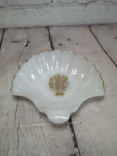 Georges Briard Sonata White Glass & Gold Scallop Decorative Shell Shape Dish  picture