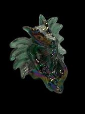 Fenton Glass Signed Dragon Teal Green Carnival Glitter Fritt 3.25” HTF picture