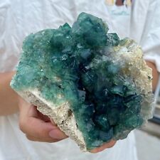 2.3lb NATURAL Green Cube FLUORITE Quartz Crystal Cluster Mineral Specimen picture