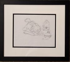 Jim Davis Autographed Garfield Original Pencil Drawing Framed  RARE picture
