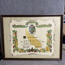 Universal Order Knights Of The Vine Signed Framed Diploma 1981 25x19 Fraternal picture