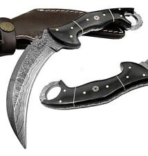 Custom Damascus steel KARAMBIT Ninja Knife CLAW Fixed Blade Hunting SURVIVAL picture