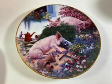 Squealbarrow -Pigs In Bloom, 8 1/8 Inch Collector Plate by Danbury Mint   k9 picture