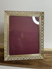 Vintage Gold Filigree Metal Picture Wall or Desk Frame 11.5” x9.5”  picture
