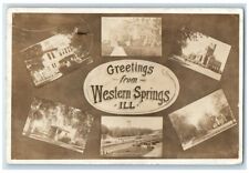 1909 Greetings Multiview Church Depot Western Springs IL RPPC Photo Postcard picture