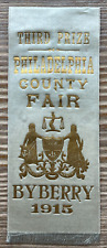 Antique 1915 Philadelphia County Fair 3rd Prize Award Ribbon Byberry Fairgrounds picture