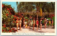 Postcard - Beautiful Flowers and Beautiful Girls in Fabulous Florida picture