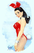 Doug Sneyd Limited Edt Playboy Art Print ~ #20/25 Brunette Bunny in Red picture