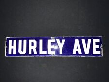 Antique Porcelain Street Sign Cobalt Blue HURLEY Ave N.Y. great display  picture