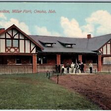 c1910s Omaha, Neb. Miller Park Pavilion Crowd Young Men Gabled Acmegraph NE A205 picture