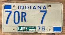 1976 70R 7 Indiana License Plate Rush County #7 Low Number License Plate picture