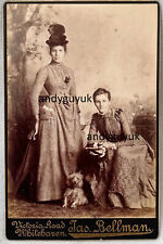 CABINET CARD LADIES & TERRIER DOG BELLMAN WHITEHAVEN ANTIQUE PHOTO FASHION picture