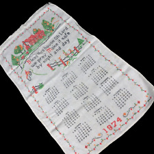 VTG 1974 Linen Calendar Tea Towel Kitchen House Prayer 15