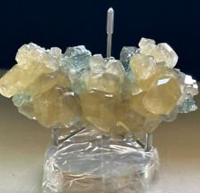 Yellow Diamond Calcite/Blue Fluorite Specimen,Quartz Crystal,Metaphysical,Decor picture