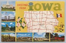 Iowa Map~Estherville to Ottumwa~Charles City to Creston~Corn~White Horses~1965 picture