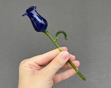 Blue Glass Rose for Vase - Glass Rose Anniversary Decor - Glass Rose Flower Gift picture