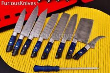 Custom handmade Damascus Steel  Chef Knives set of 9 Pc's with Hand Carry Bag picture