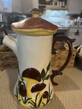 Arnels Vintage Mushroom Ceramic Tan & Brown Tea Coffee Pot  1970's W/Lid Shroom picture