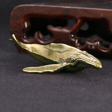 Solid Brass Whale Figurines Vintage Sea Animal Small Statue Desktop Orname__- picture