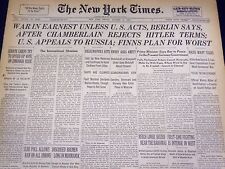 1939 OCTOBER 13 NEW YORK TIMES - WAR IN EARNEST UNLESS U. S. ACTS - NT 576 picture