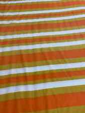 Vintage 70's Twin Full Flat Sheet  Flaws Orange Mustard White Stripes 72x96 picture