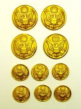 GREAT SEAL Military Buttons 10 piece set rich gold tone buttons, Good Condition picture