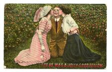 Ladies Kissing Man Greeting Comic Postcard c1910 CUYLER NY picture