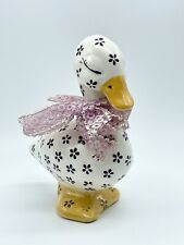 Vintage Hobbyist Duck Bird Figurine Hand Painted Purple Flowers picture