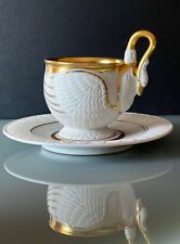 Vintage RPM Royal Porzellan Manufaktur Porcelain Swan Cup and Saucer 1950-1959 picture