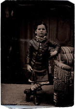 ORIGINAL Antique Tintype Confident Young Girl Rose Cheeks 1860s picture