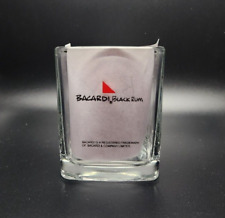 Vtg Bacardi Black Rum Rock Square Clear Drinking Glass Bar Cocktail 1992 3 1/2