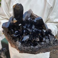 9lb Large Natural Smoky Black Quartz Crystal Cluster Raw Mineral Specimen picture