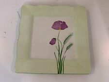 Vintage Tierra Fina Porcelain Hand Painted Plate with Purple Floral Decorations picture
