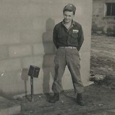 Vintage 1950s US Army Miltary Solider stationed in Germany Posed Standing Smile picture