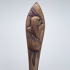 Vintage Indian Chief & Shield Relief - Solid Copper Souvenir Spoon - 5.7