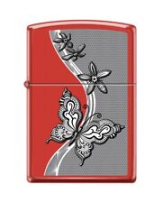 Zippo 5556,  Butterfly Filigree Design, Red Matte Finish Lighter picture