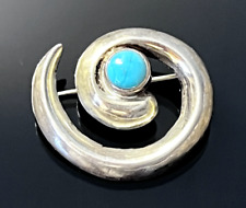 NATIVE AMERICAN FELIX JOE 925 STERLING SILVER TURQUOISE BROOCH picture