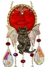 Kirks Folly Sabrina Bat Cat Empress Seaview Moon Ornament (Goldtone/Red) picture
