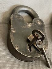 Antique Padlock Iron Lock and Keys Old Vintage Antique 1800s Style picture