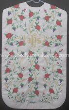 NEW White Roman Chasuble Fiddleback Vestment & 5pc mass set IHS embroidery  picture