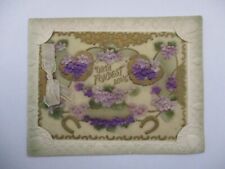 CPA FANCY VICTORIAN CARD GLACOID WITH FONDEST LOVE CHRISTMAS GREETING CARD picture
