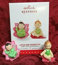 HALLMARK 2015 ORNAMENTS~BABY FAIRY MESSENGERS SERIES #1 ~LOTUS AND POINSETTIA picture