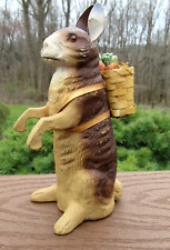 Vintage RAGON House Paper Mache EASTER Bunny Rabbit with carrot basket 6.5