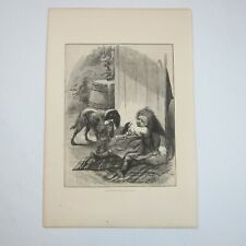 Antique 1873 Wood Engraving Print The Strange Dog by John S. Davis, The Aldine picture