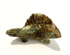 Vintage American native Navajo handmade jade fish with turquoise eyes picture