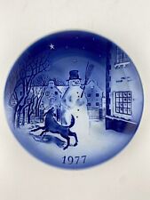 Vintage 1977 Desiree Denmark The Snow Man Christmas Plate Old Copenhagen Blue picture