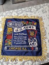 WWll US Army Sweetheart Pillowcase Sham Chicago Illinois Eagle Victory Sign Flag picture