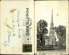 First Congregational Church Danbury Connecticut steeple UDB flag cancel 1907 picture