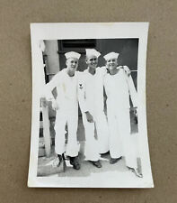 Vtg 1950s Snapshot Photo 3 Handsome Sailors in Uniform Dixie Cup Hat picture